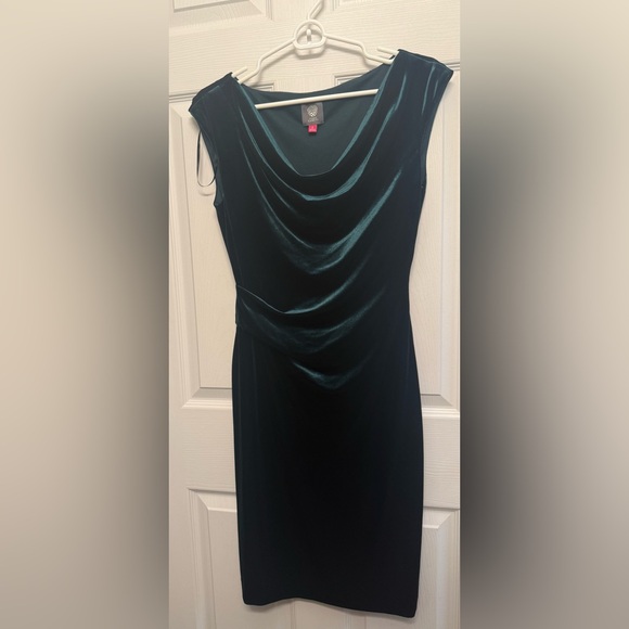 Vince Camuto emerald green velvet cowl neck Midi Dress - Picture 1 of 5